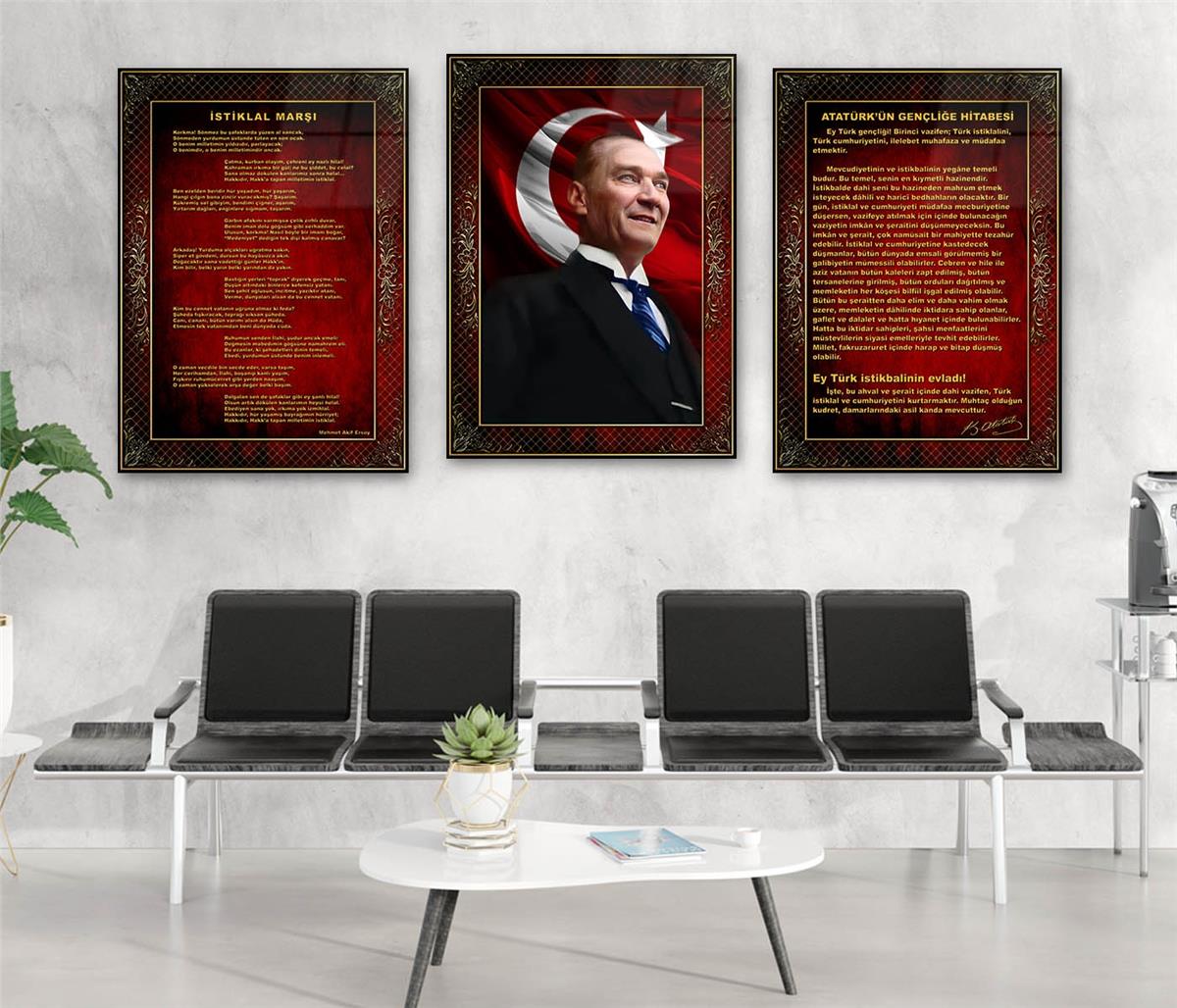  3lü Set VatanTemalı Cam Tablo 23