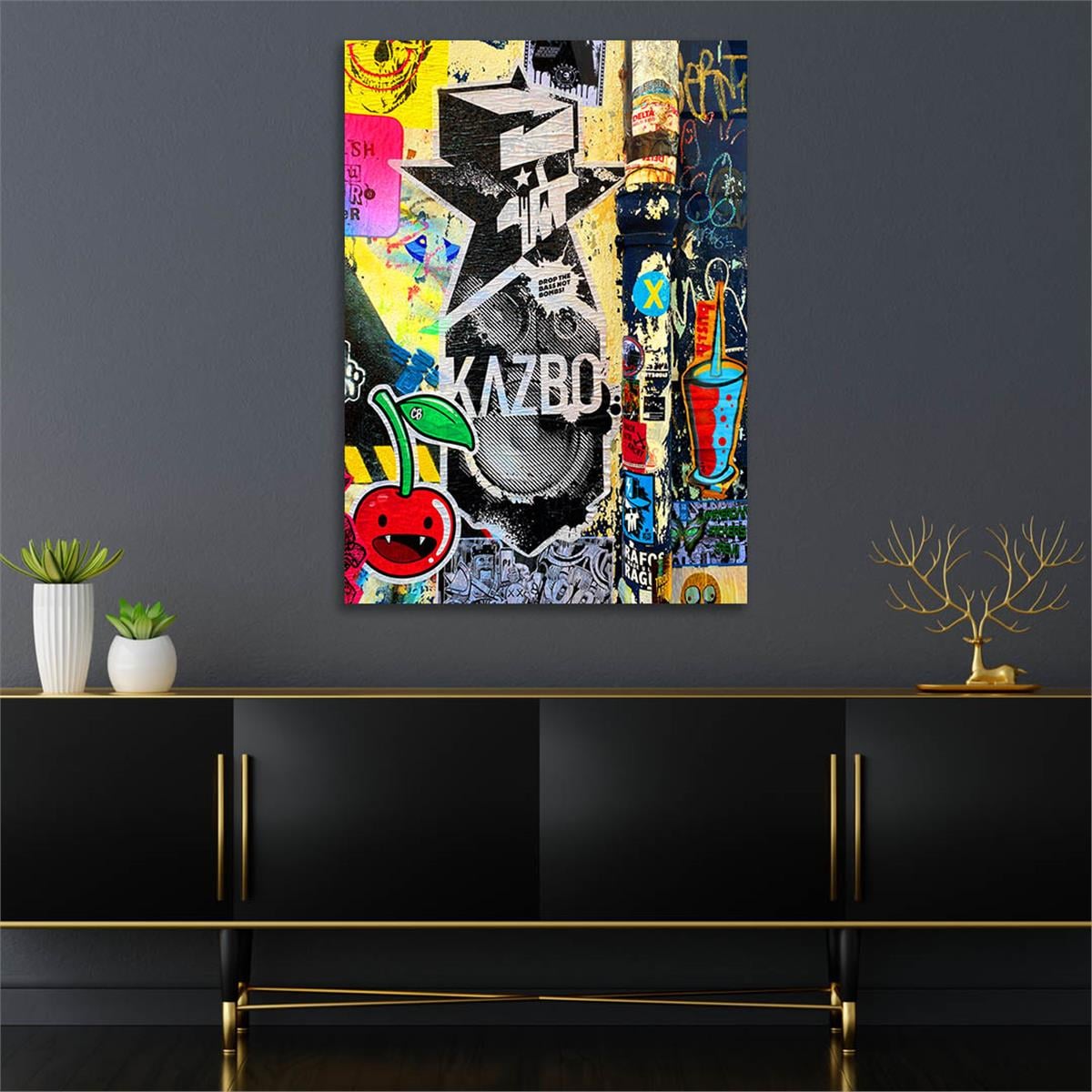 Dikey Sanat Temalı Cam Tablo 496