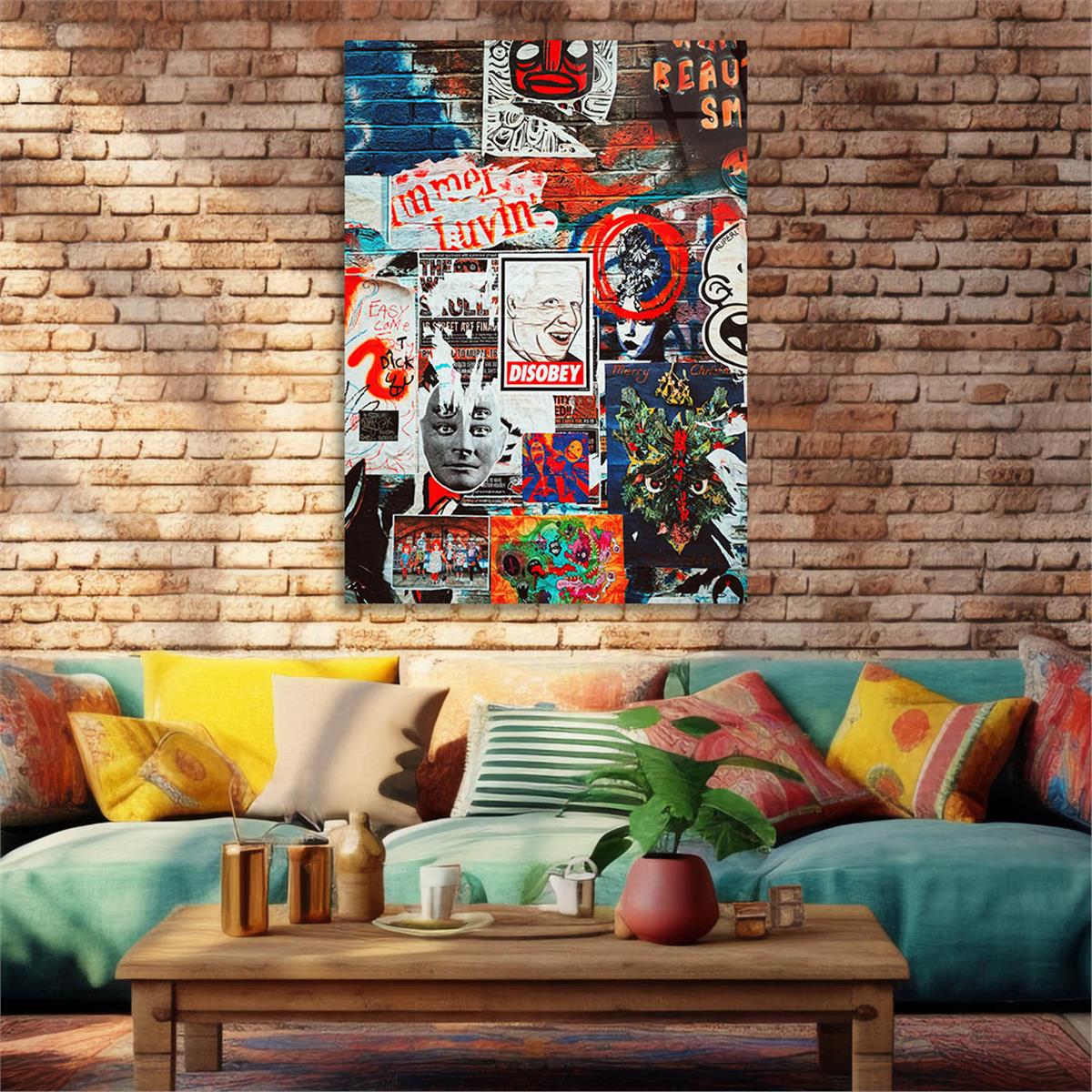 Dikey Sanat Temalı Cam Tablo 423