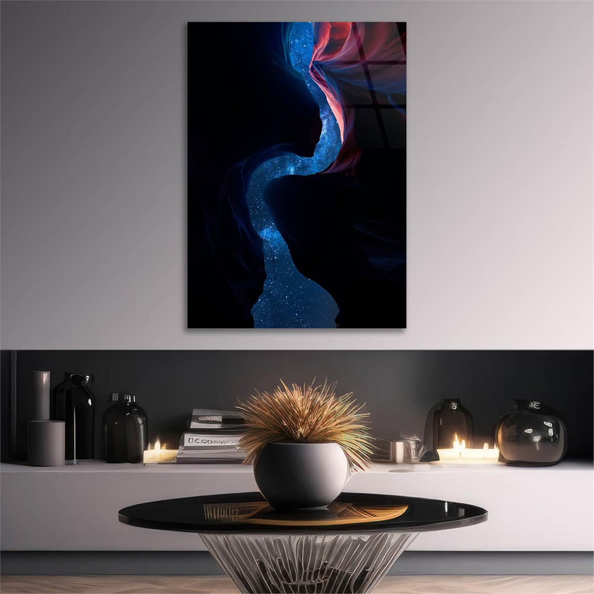Dikey Sanat Temalı Cam Tablo 402