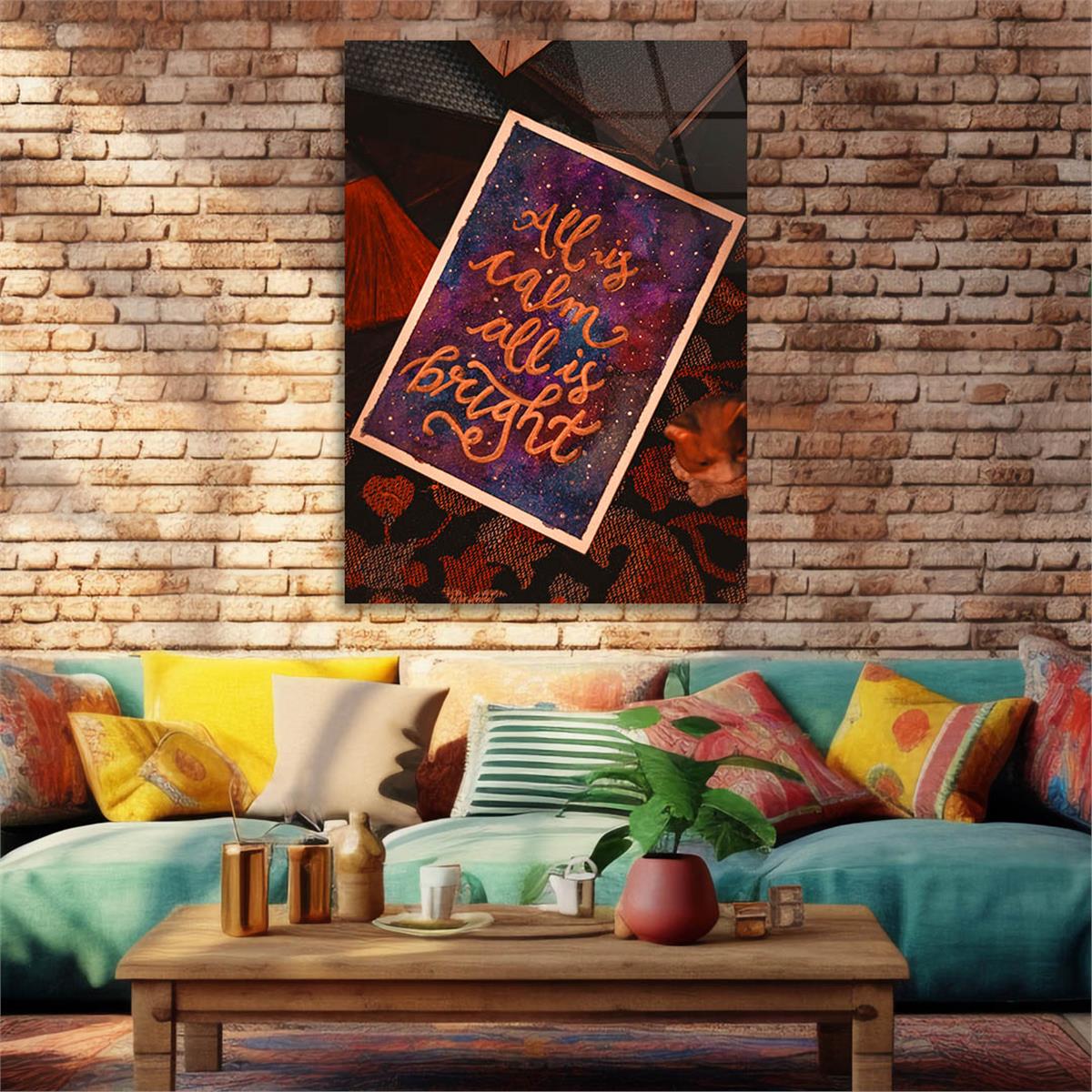 Dikey Sanat Temalı Cam Tablo 522