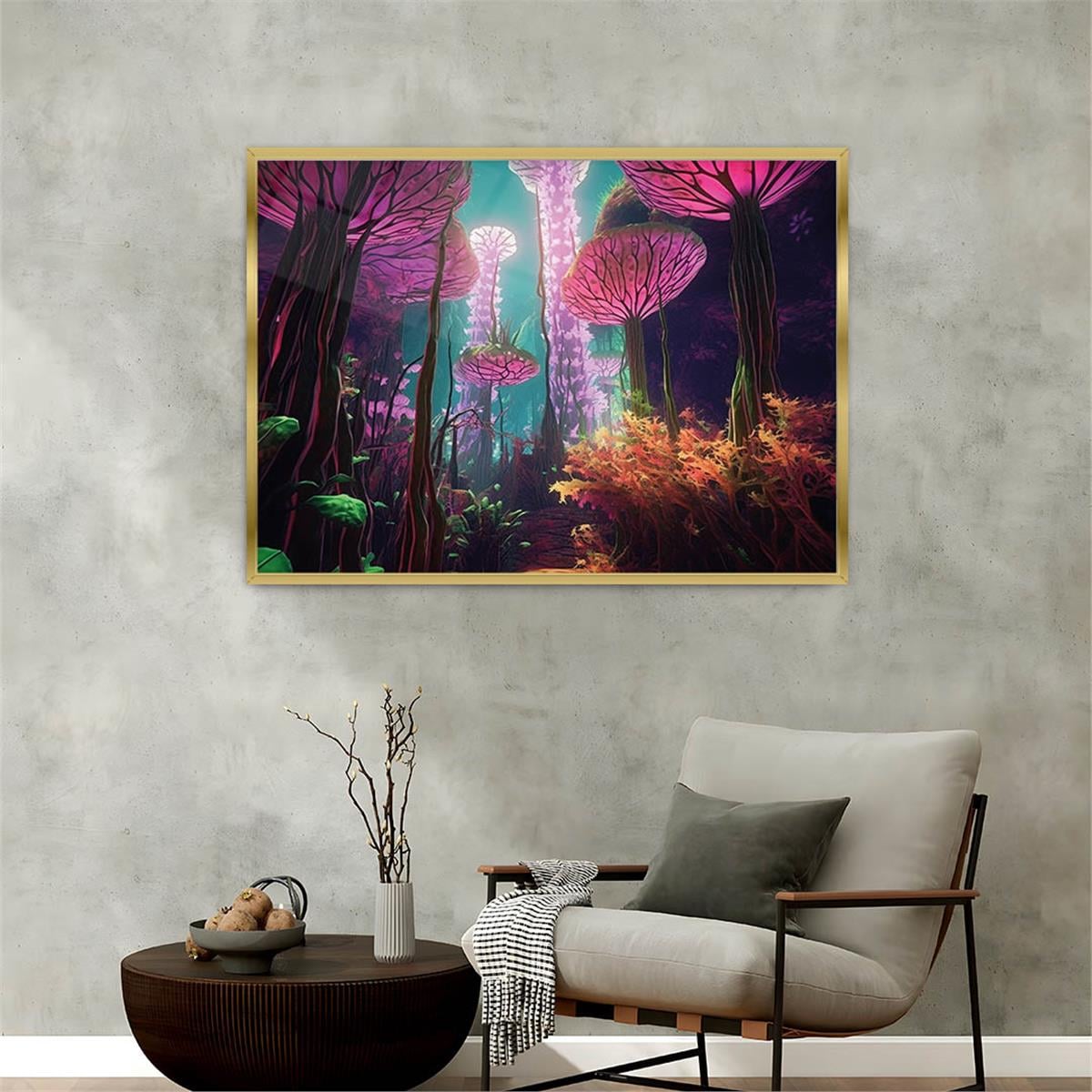 Aluminum-Framed Art-Themed Tempered Glass Wall Art 067