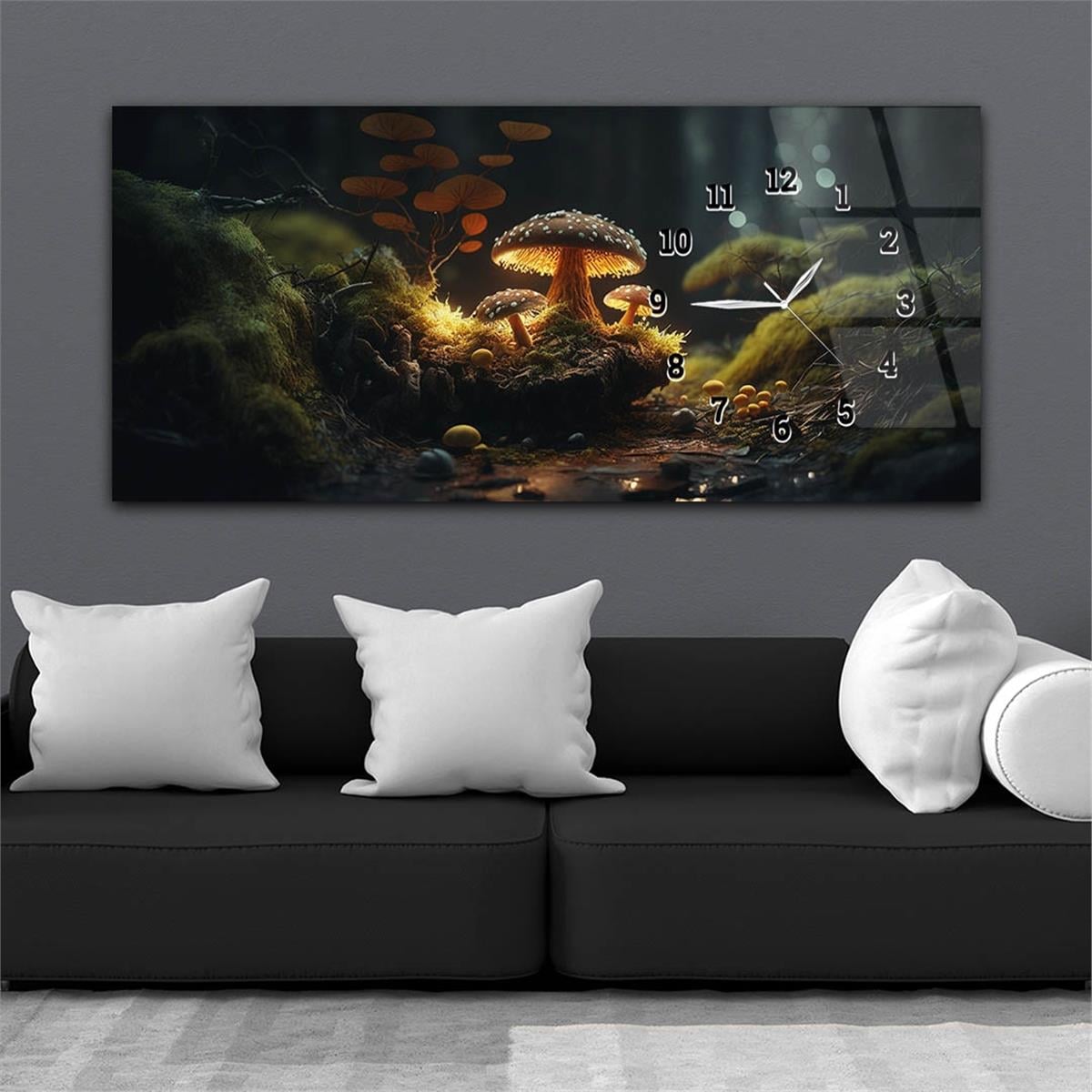Side-Clock, Art And Nature-Themed Horizontal Glass Wall Painting 217