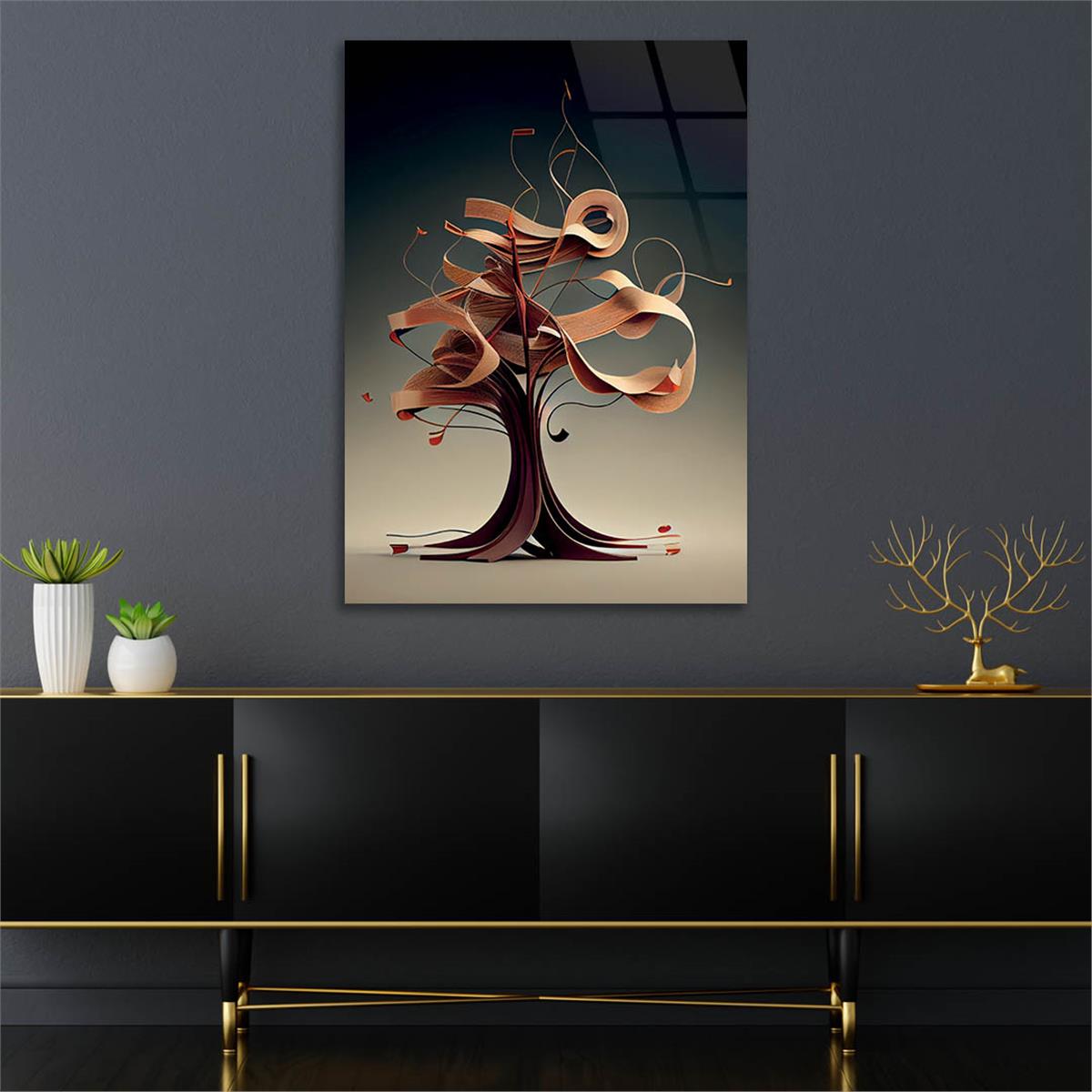 Vertical Tempered Glasss Wall Arts Natured-Themed211