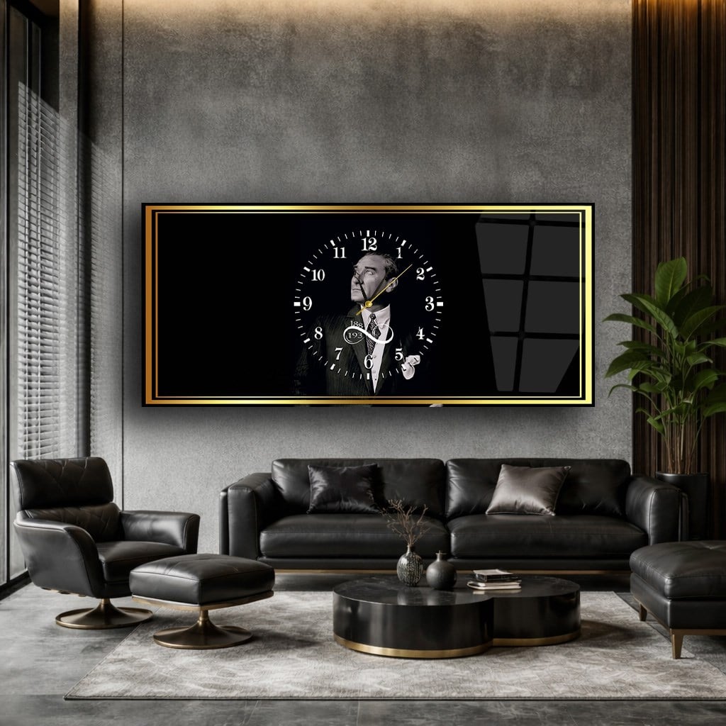 Middle-Clock, Homeland-Themed Horizontal Glass Wall Painting 046