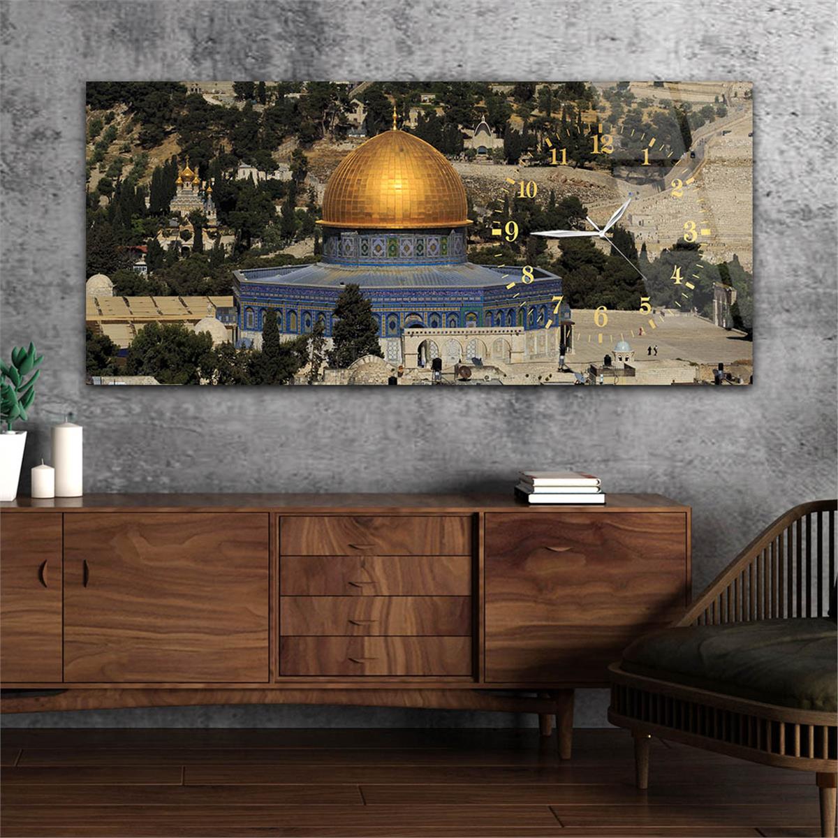 Side-Clock, Religious-Themed Horizontal Glass Wall Painting 036