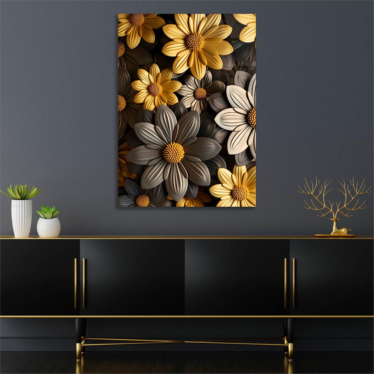 Dikey Sanat Temalı Cam Tablo 354