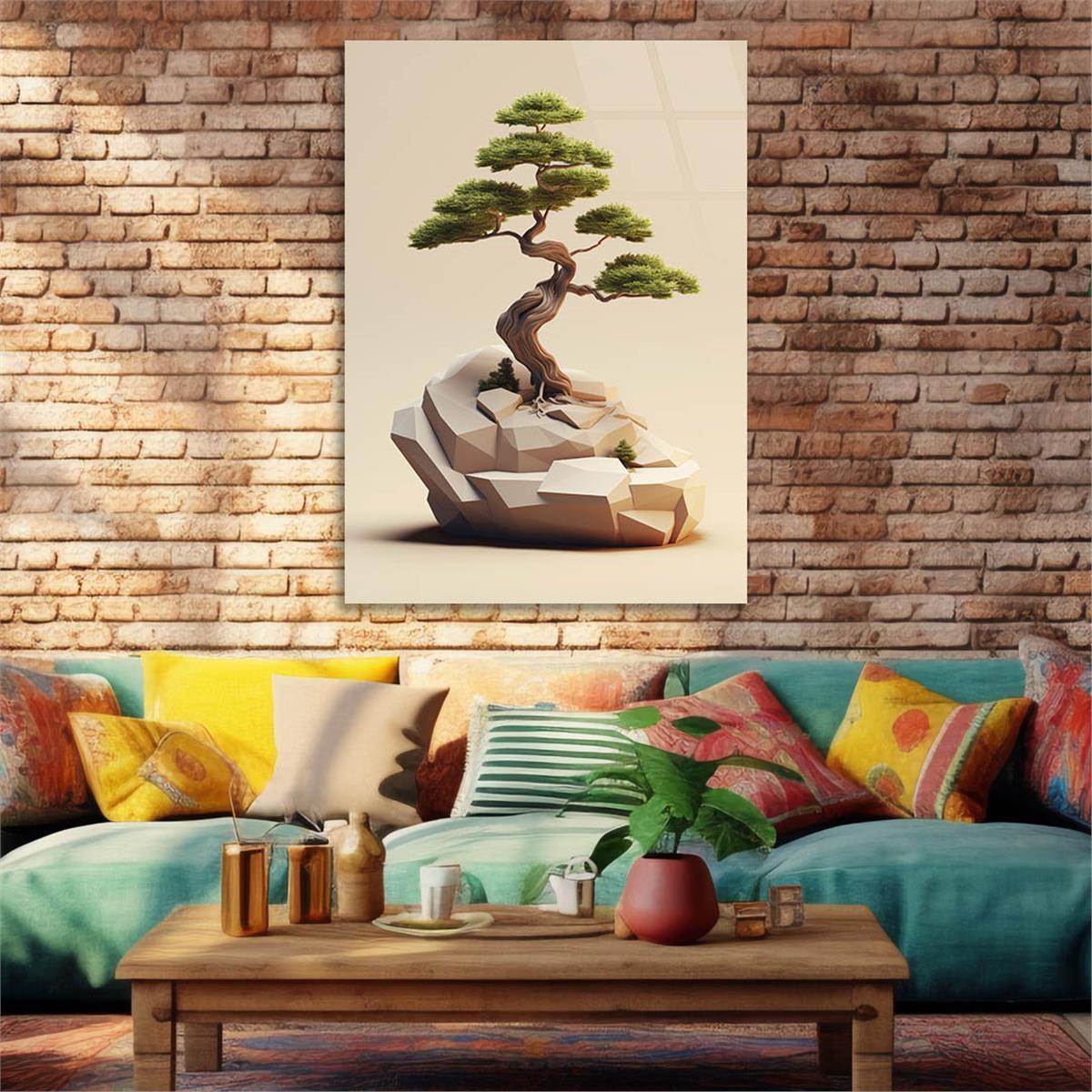 Dikey Doğa Temalı Cam Tablo 394