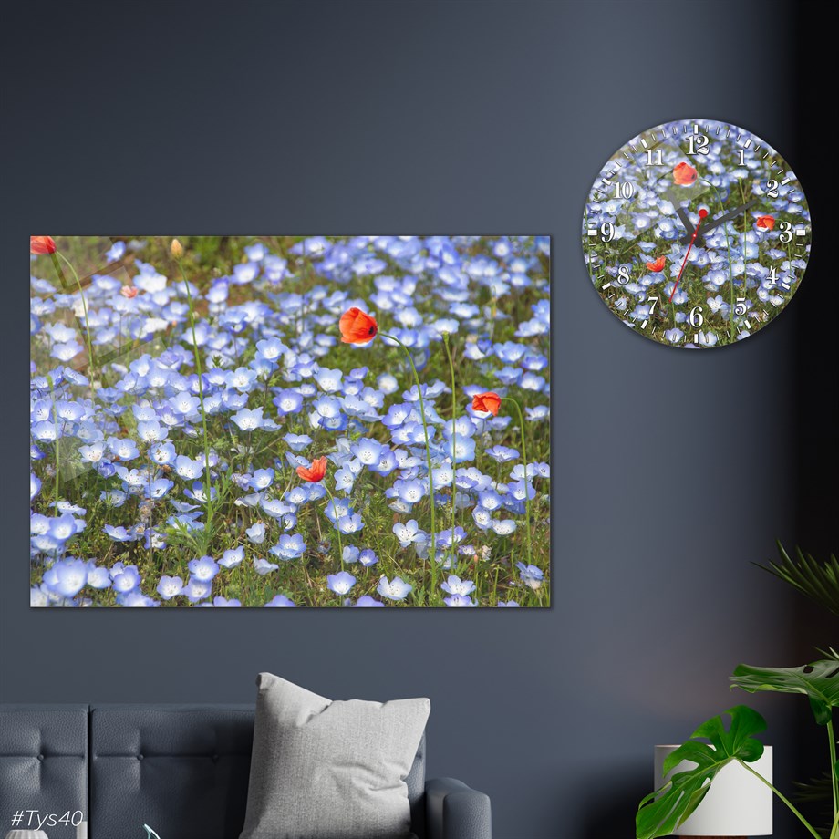 Tableau  en verre et horloge ronde en verre