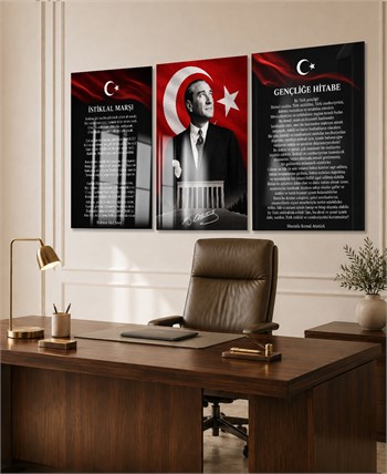  3lü Set VatanTemalı Cam Tablo 25