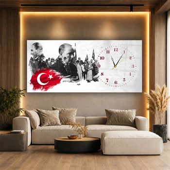 Atatürk ve Milli Mücadele Saatli Cam Tablo