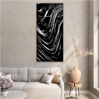 Vertical Art Themed Glass Wall Art with Clock at the Top 071