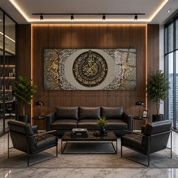 Middle-Clock, Religious-Themed Horizontal Glass Wall Painting 110