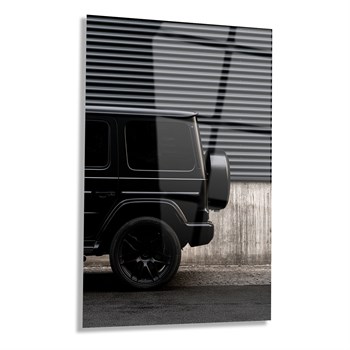 Siyah Mercedes G Serisi Arka Görünüm Cam Tablo