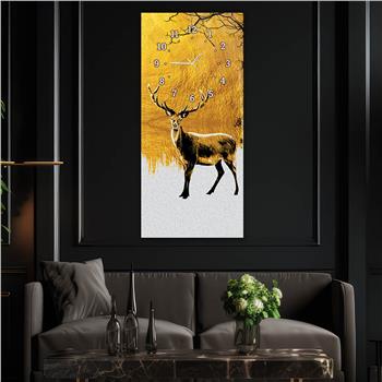 Vertical Art Themed Glass Wall Art with Clock at the Top 055