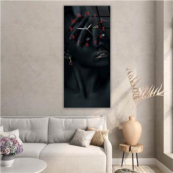 Vertical Art Themed Glass Wall Art with Clock at the Top 078