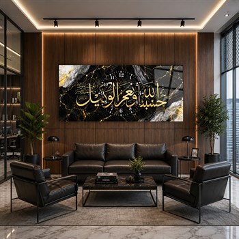 Middle-Clock, Religious-Themed Horizontal Glass Wall Painting 099