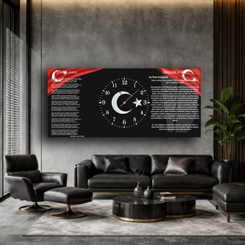 Milli Ruh | İstiklal Marşı ve Gençliğe Hitabe Saatli Cam Tablo