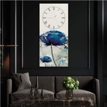 Vertical Art Themed Glass Wall Art with Clock at the Top 075