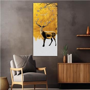 Vertical Art Themed Glass Wall Art with Clock at the Top 055