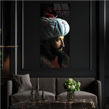 Vertical National Themed Glass Wall Art with Clock at the Top 038