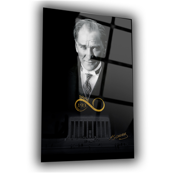 MUSTAFA KEMAL ATATÜRK ve İMZASI GÖRSELLİ  CAM TABLO