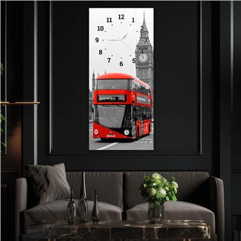 Vertical Art Themed Glass Wall Art with Clock at the Top 034