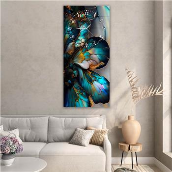 Vertical Art Themed Glass Wall Art with Clock at the Top 028
