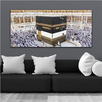 Kaaba Side-Clock, Religious-Themed Horizontal Glass Wall Painting 067