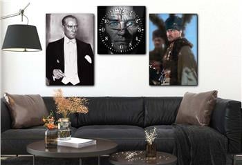 MUSTAFA KEMAL ATATÜRK GÖRSELİ CAM TABLO SAAT SETİ 