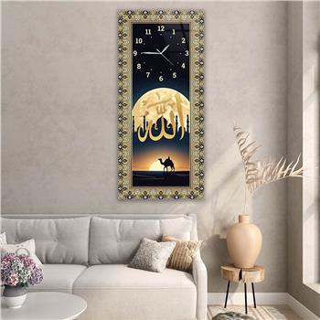Vertical Religious Themed Glass Wall Art with Clock at the Top  041