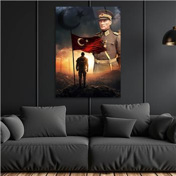 Dikey VatanTemalı Cam Tablo 181