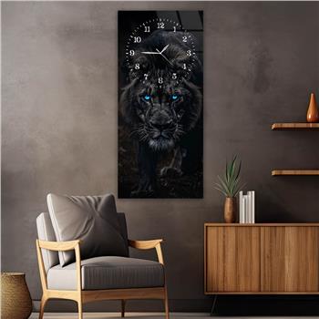Dikey Üstten Saatli Sanat Temalı Cam Tablo 085