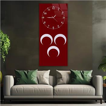 Vertical National Themed Glass Wall Art with Clock at the Top 041