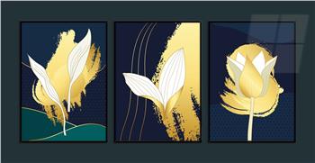 Aluminum Framed 3-Piece MDF Wall Art Set with Art Theme 0006