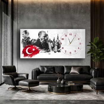 Atatürk ve Milli Mücadele Saatli Cam Tablo