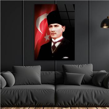 Mustafa Kemal Atatürk and Turkish Flag Glass Wall Art
