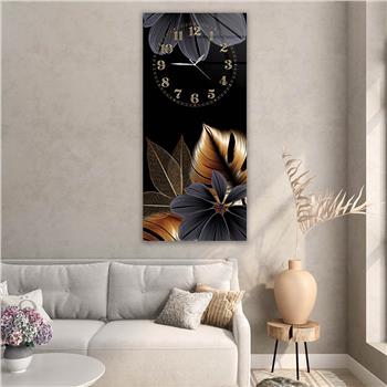 Tableau en verre à thème art et nature vertical avec horloge en haut 081