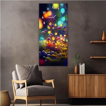 Vertical Art Themed Glass Wall Art with Clock at the Top 033