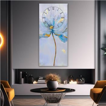 Vertical Art Themed Glass Wall Art with Clock at the Top 074