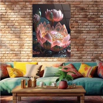 Dikey Sanat Temalı Cam Tablo 450
