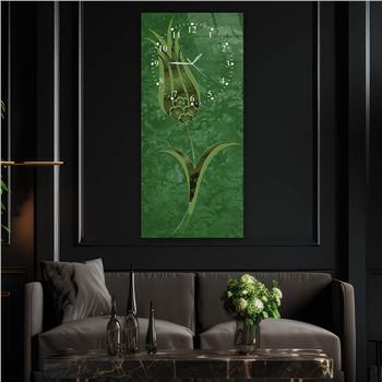 Vertical Art Themed Glass Wall Art with Clock at the Top 049