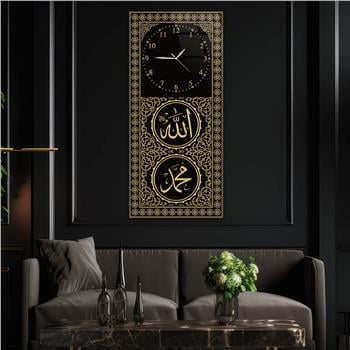 Vertical Religious Themed Glass Wall Art with Clock at the Top  044