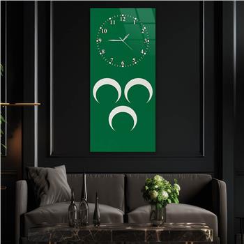 Vertical National Themed Glass Wall Art with Clock at the Top 040