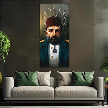 Vertical National Themed Glass Wall Art with Clock at the Top 039