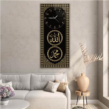Vertical Religious Themed Glass Wall Art with Clock at the Top  045
