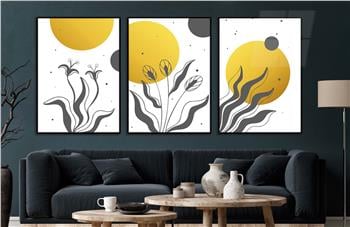 Alüminyum Çerçeveli Sanat Temalı 3lü Set CAM Tablo 0010
