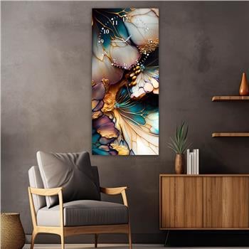 Vertical Art Themed Glass Wall Art with Clock at the Top 029