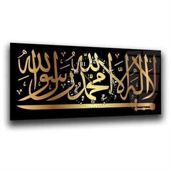 Middle-Clock, Religious-Themed Horizontal Glass Wall Painting 045