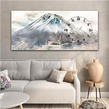 Yatay Saatli Yandan Sanat ve Doğa Temalı Cam Tablo 006
